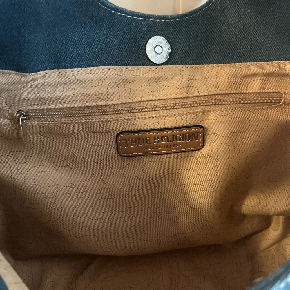 True Religion Dark Blue Tote with Stitch Detail - Picture 3 of 4